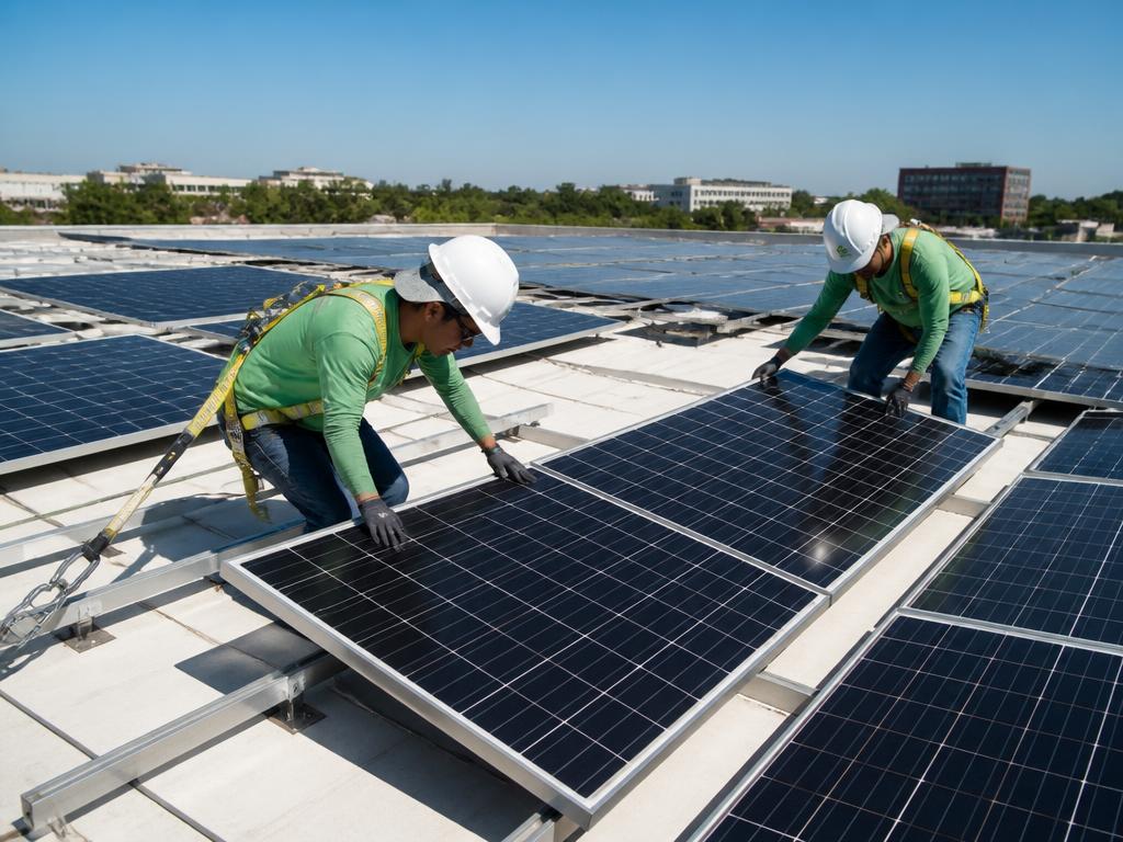 Tarini Edifice technical team deploying solar infrastructure